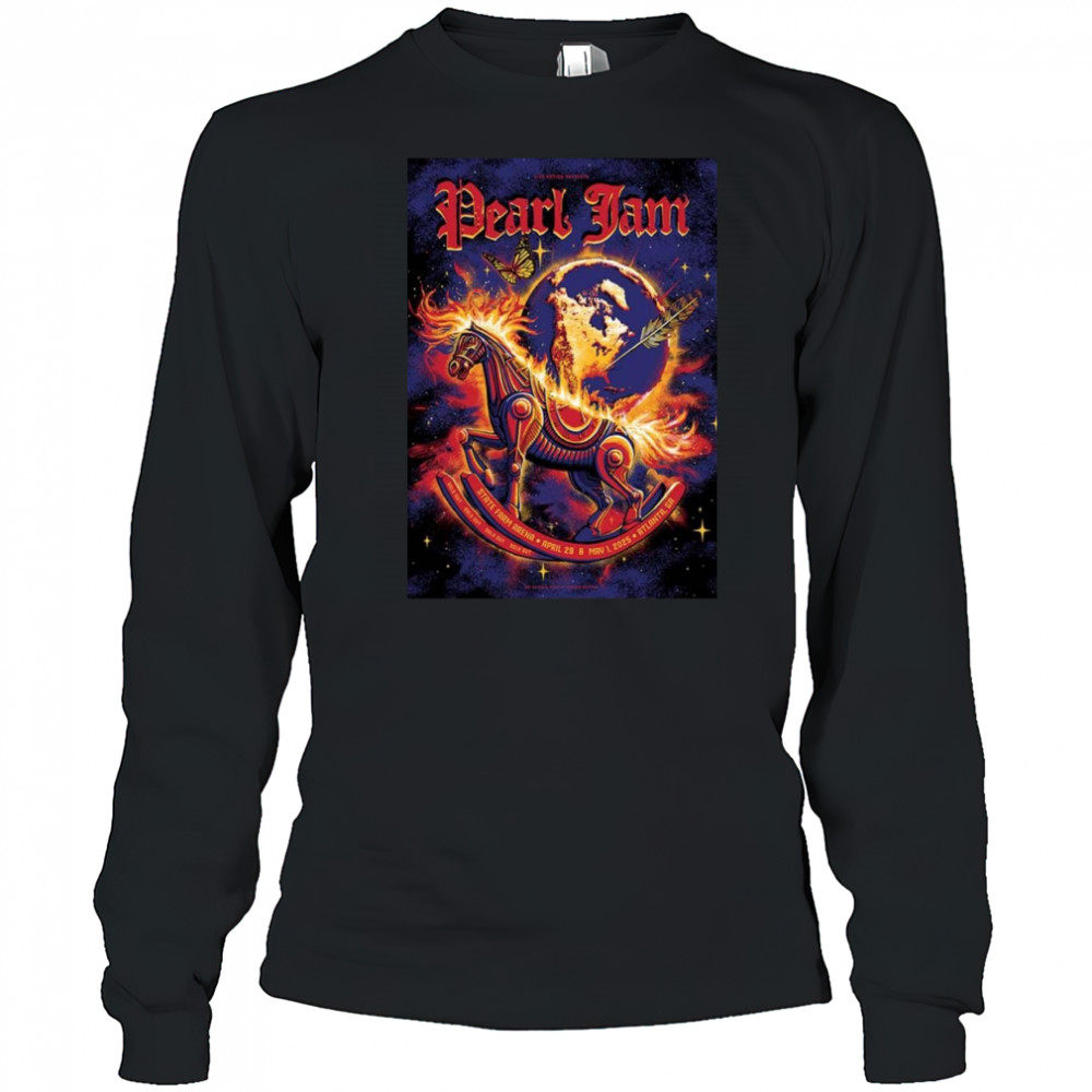 Pearl Jam Full Shows In Atlanta Georgia At State Farm Arena On April 29 And May 1 2025 Burning Rocking Horse Shirt Long Sleeved