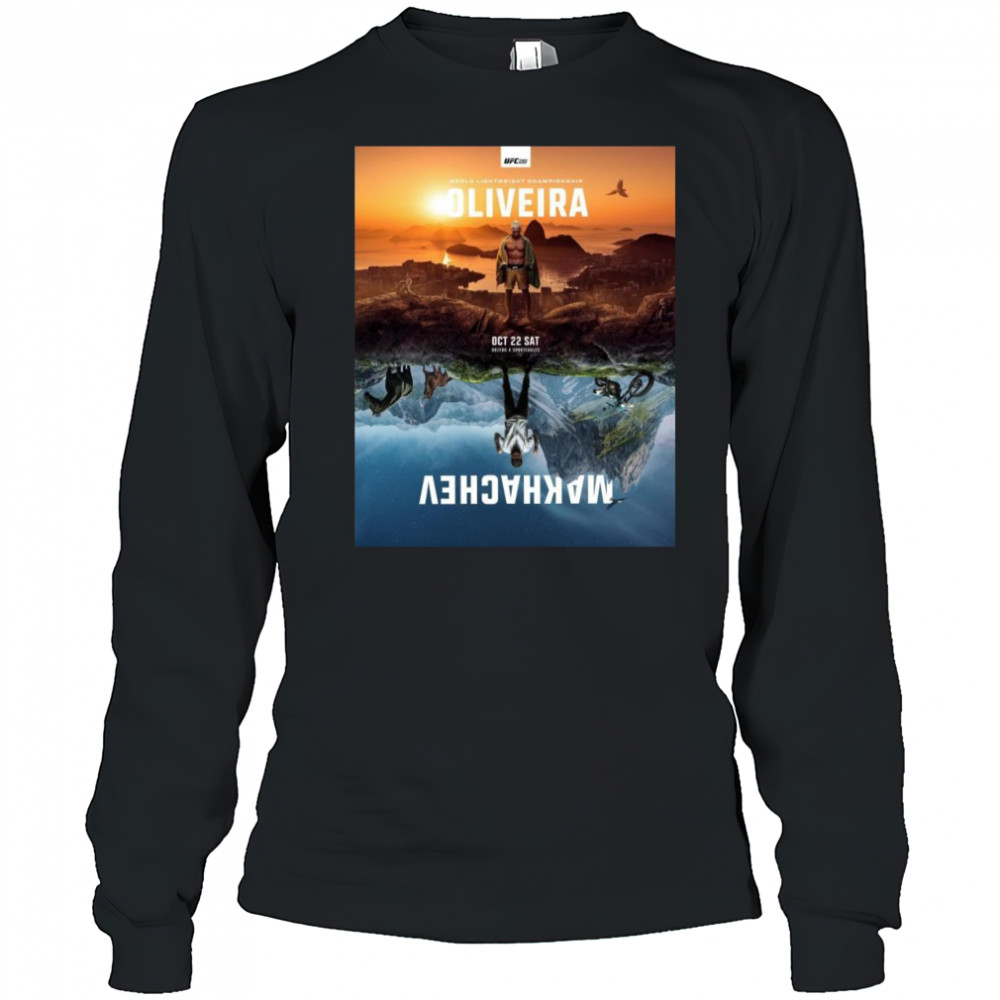 Poster World Lightweight Championship Oliveira Vs Makhachev October 22 Sat Bozebo X Sporteagles t-shirt Long Sleeved