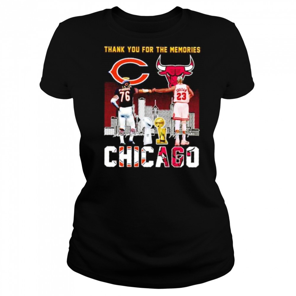 Thank you for the memories Chicago Bears and Bulls McMichael and Jordan shirt Women's T-shirt