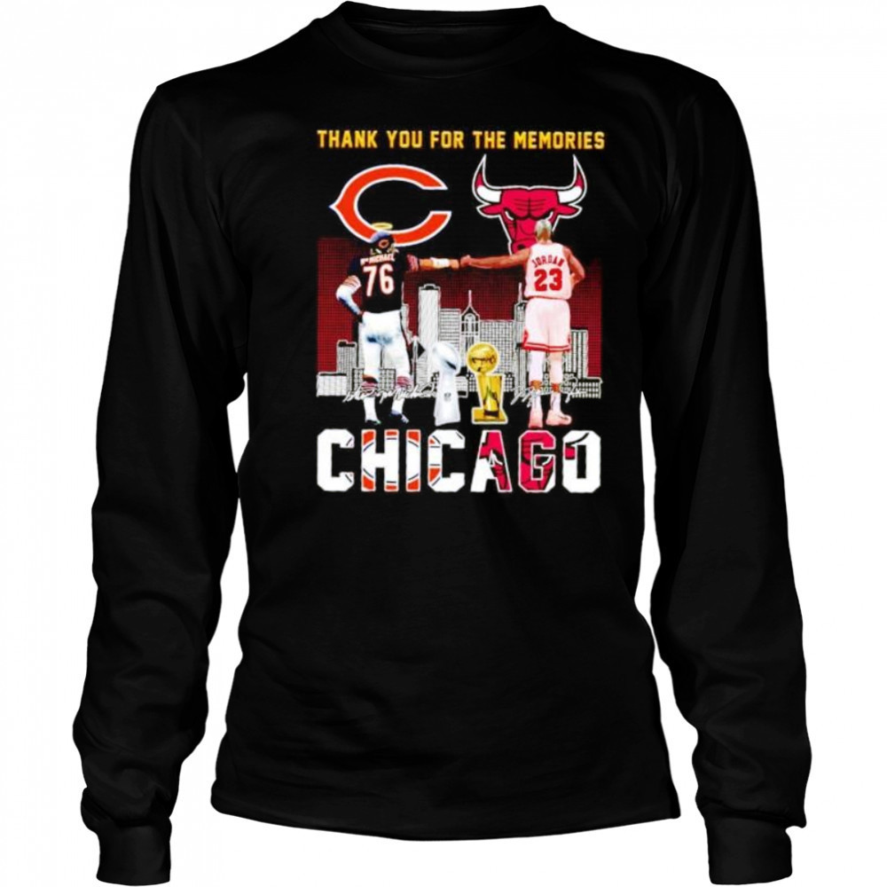 Thank you for the memories Chicago Bears and Bulls McMichael and Jordan shirt Long Sleeved