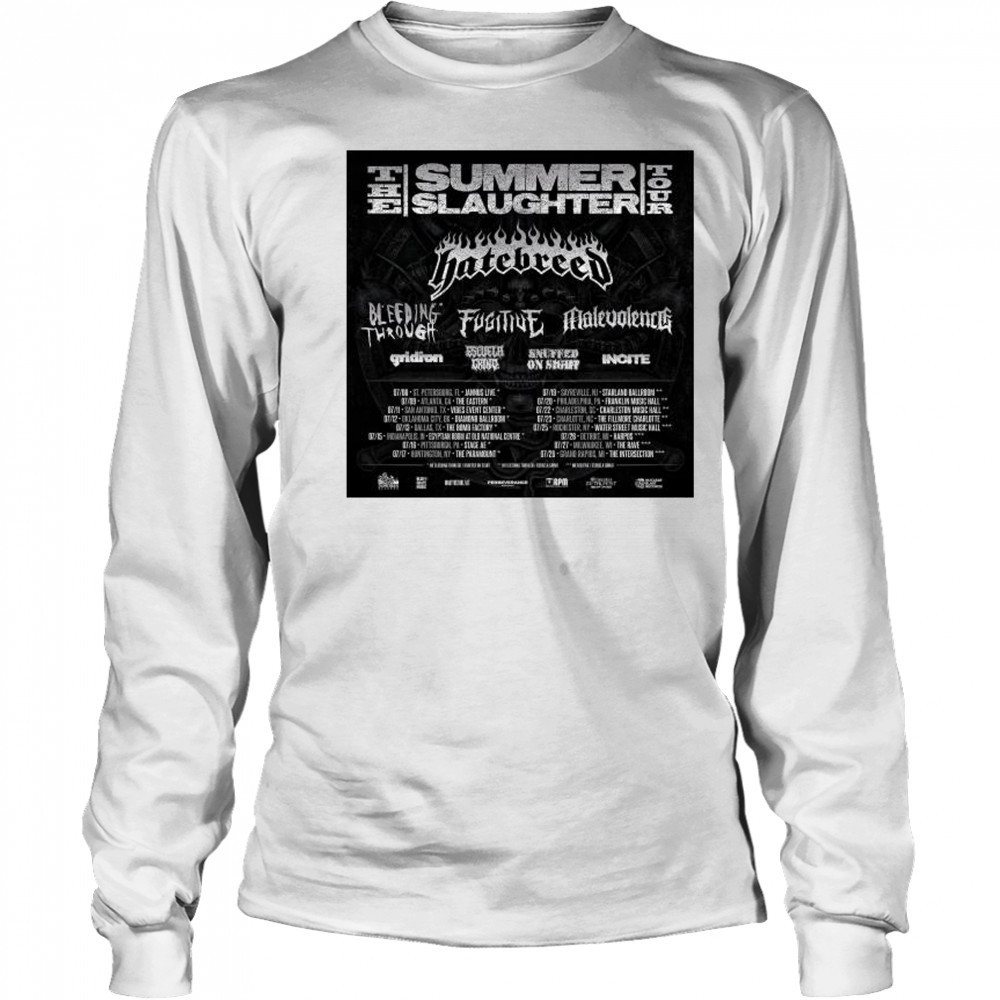 The Summer Slaughter Tour July 2025 with Bleeding Through, Gridiron, Malevolence t-shirt Long Sleeved