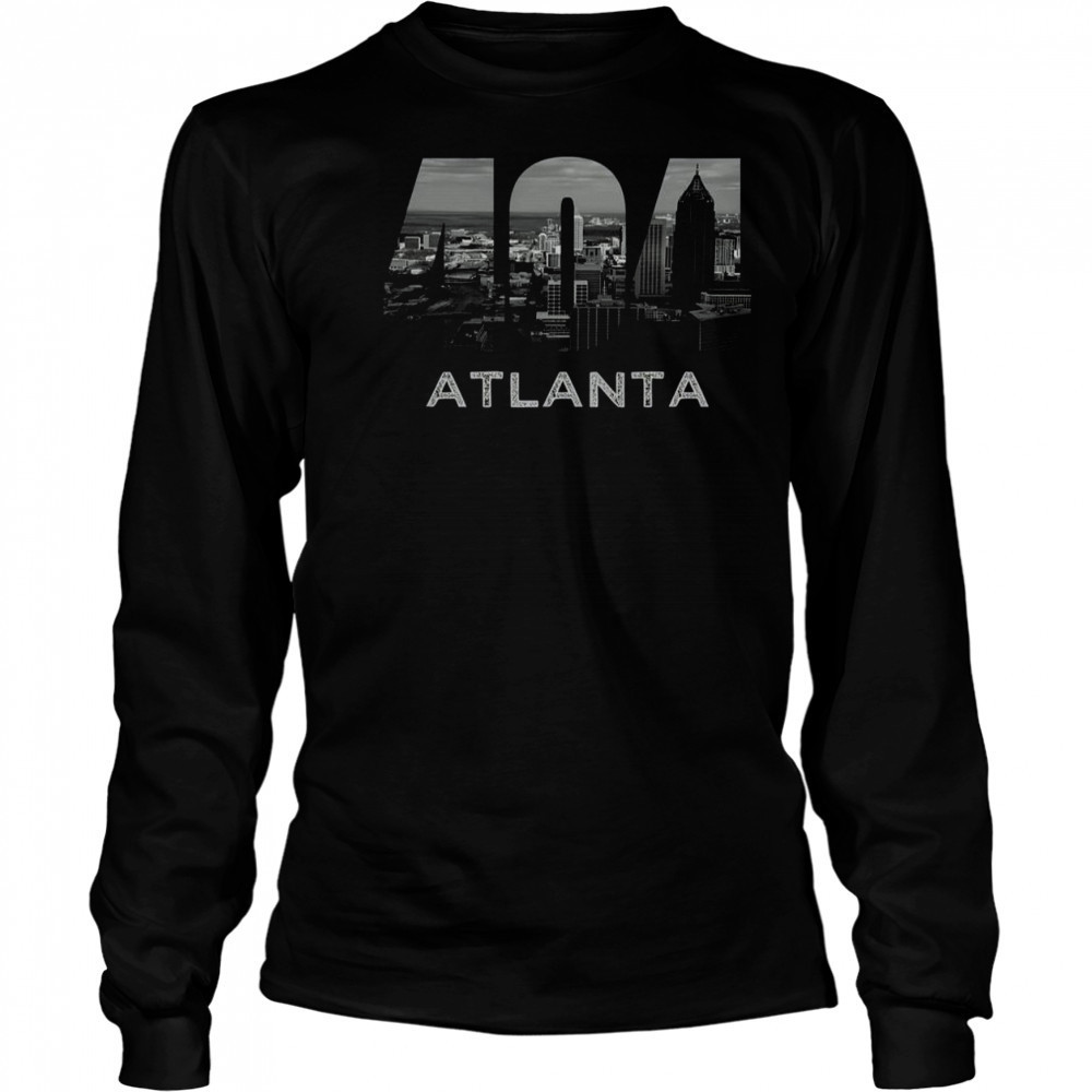 City Skyline Area Code 404 Downtown Atlanta Georgia Souvenir T-Shirt Long Sleeved