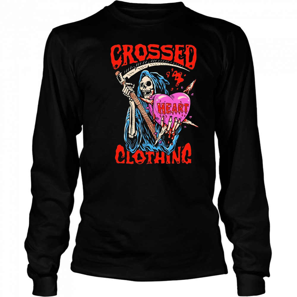 Crossed Heart Death Grim Reaper T-shirt Long Sleeved