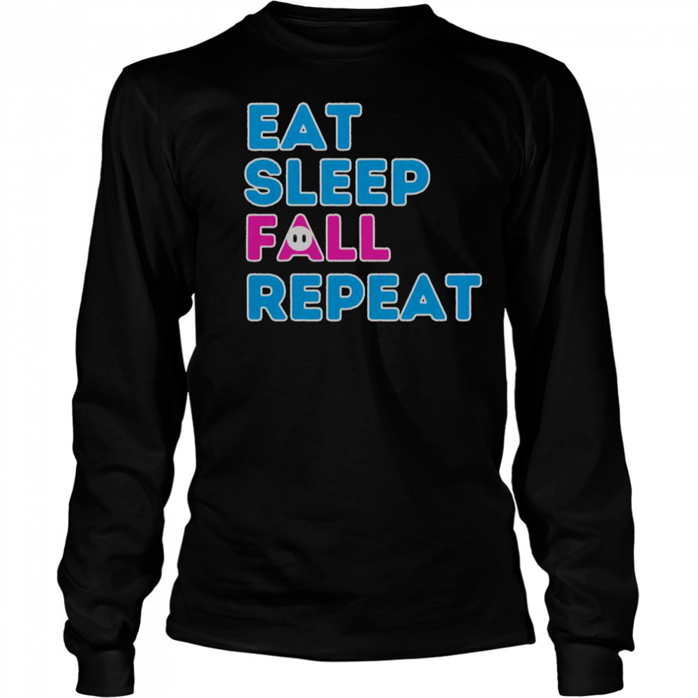 Eat Sleep Fall Repeat Video Game Guys Video Gamer T-Shirt Long Sleeved
