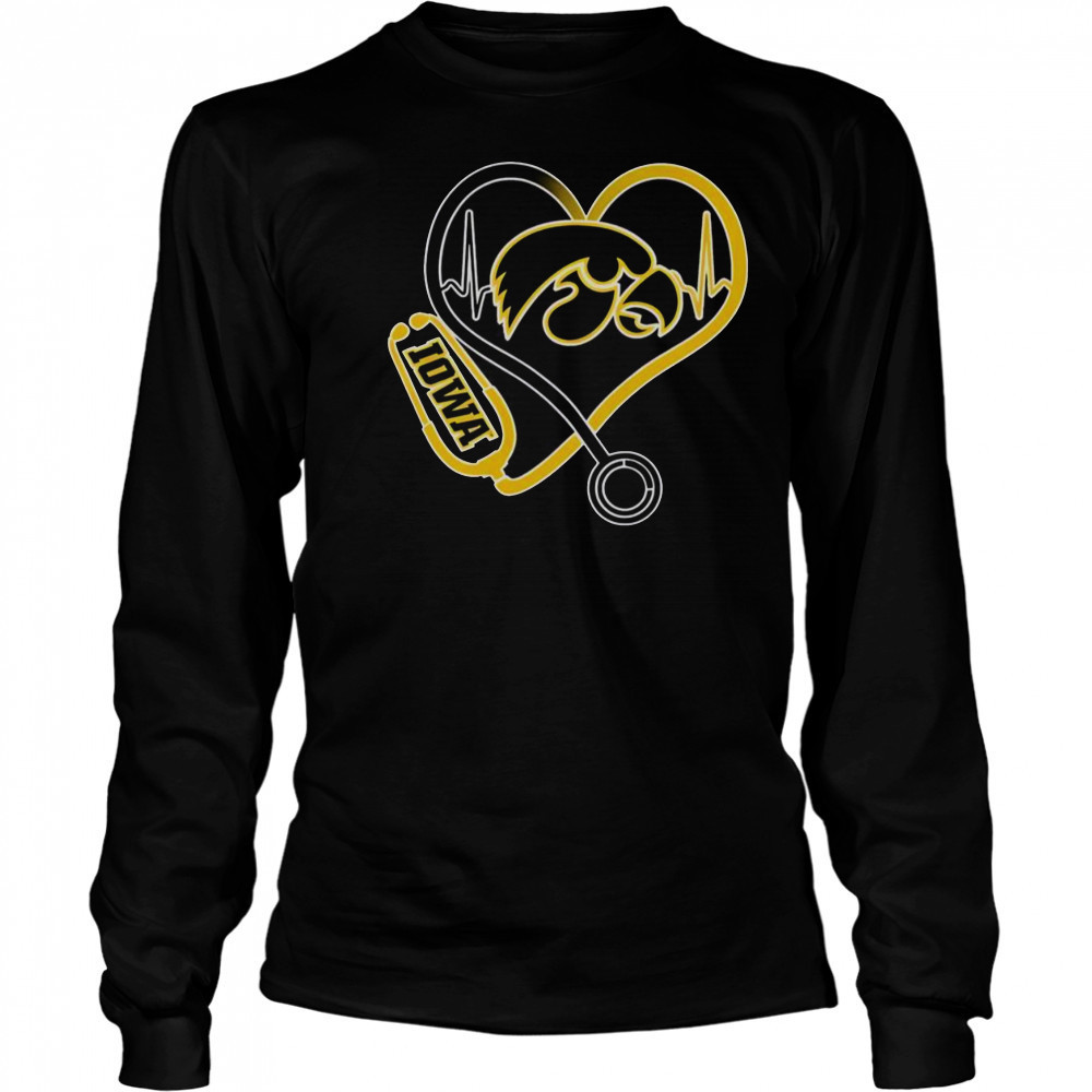 Iowa Hawkeyes Caring Hearts Nurses T-Shirt Long Sleeved