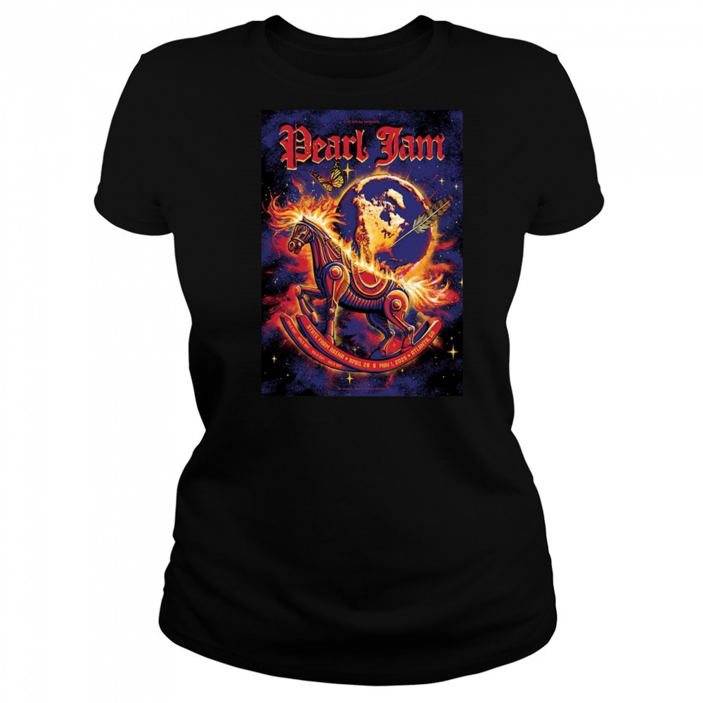 Pearl Jam Full Shows In Atlanta Georgia At State Farm Arena On April 29 And May 1 2025 Burning Rocking Horse Shirt Women's T-shirt