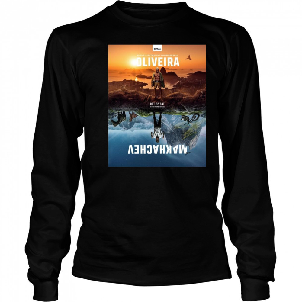 Poster World Lightweight Championship Oliveira Vs Makhachev October 22 Sat Bozebo X Sporteagles t-shirt Long Sleeved