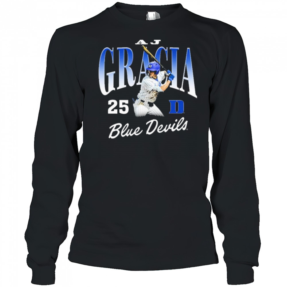 AJ Gracia 25 Duke Blue Devils Baseball NCAA Division I 2025 t-shirt Long Sleeved