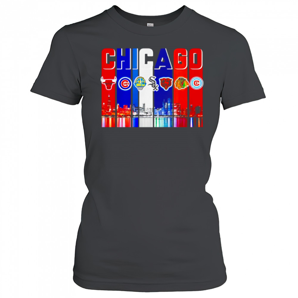 Chicago Cubs Chicago Bulls White Sox Proud City Of Champions shirt Women's T-shirt