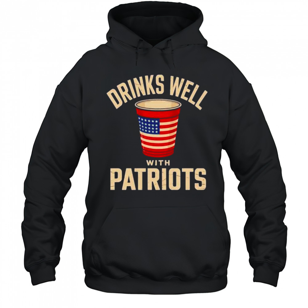 Drinks well with Patriots 4th of july shirt Hoodie
