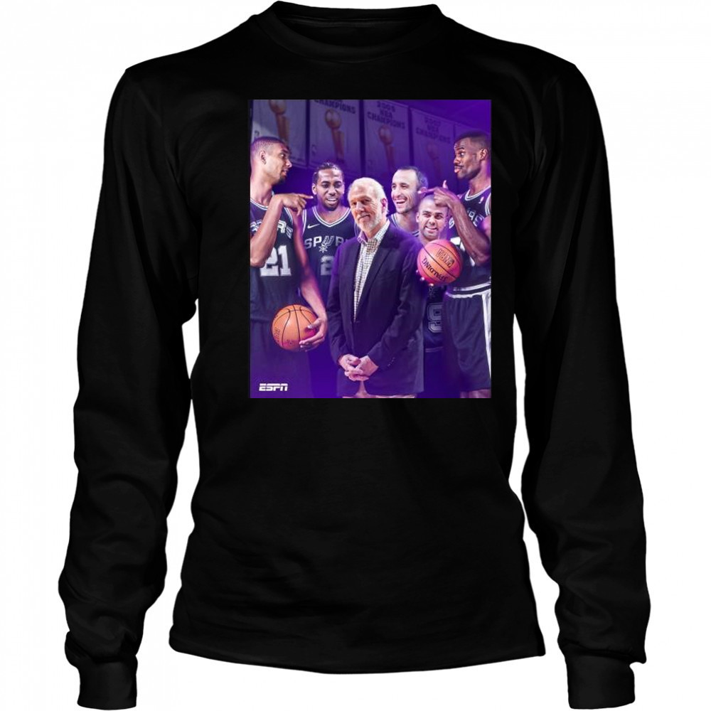 Five NBA titles – The winningest coach in NBA history Coach Gregg Popovich t-shirt Long Sleeved
