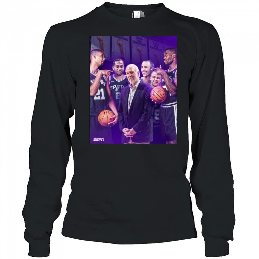 Five NBA titles – The winningest coach in NBA history Coach Gregg Popovich t-shirt Long Sleeved