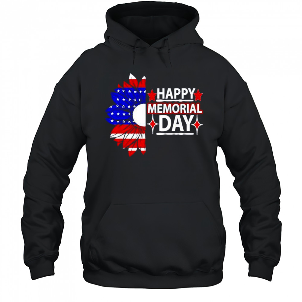 Happy memorial day US flag flower shirt Hoodie