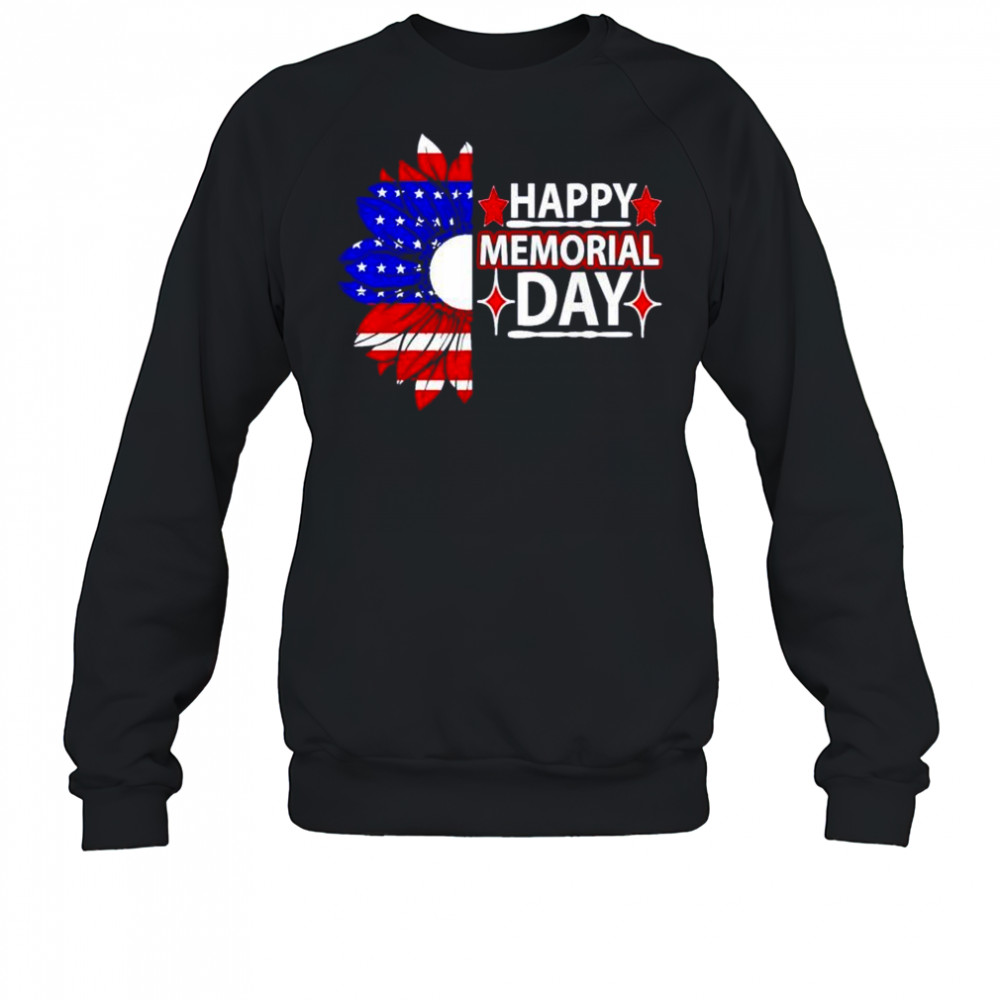 Happy memorial day US flag flower shirt Sweatshirt