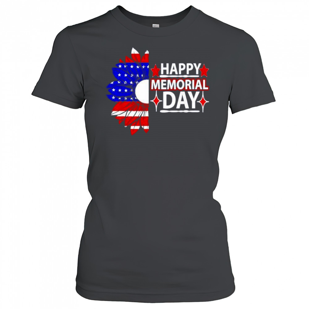 Happy memorial day US flag flower shirt Women's T-shirt
