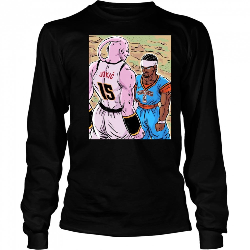 Nikola Jokic Denver Nuggets Vs Shai Gilgeous-Alexander Oklahoma City Thunder This Series 2025 Art Poster t-shirt Long Sleeved