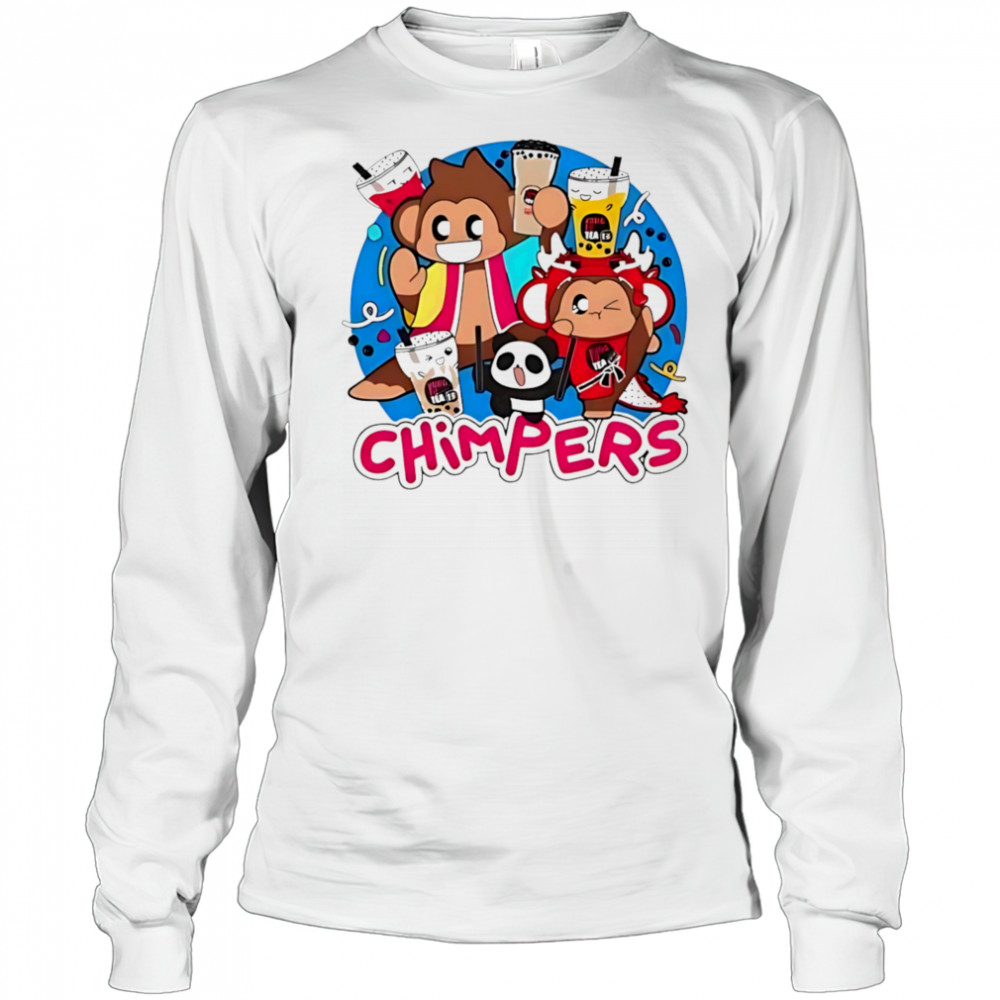 Playful chimpers panda and monkey design shirt Long Sleeved