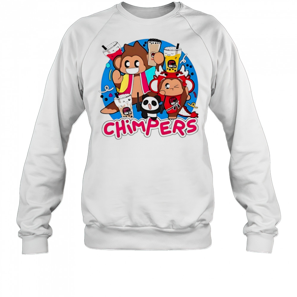 Playful chimpers panda and monkey design shirt Sweatshirt