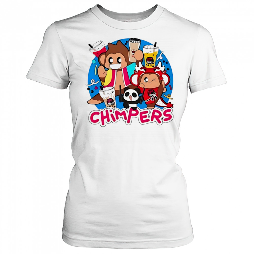 Playful chimpers panda and monkey design shirt Women's T-shirt