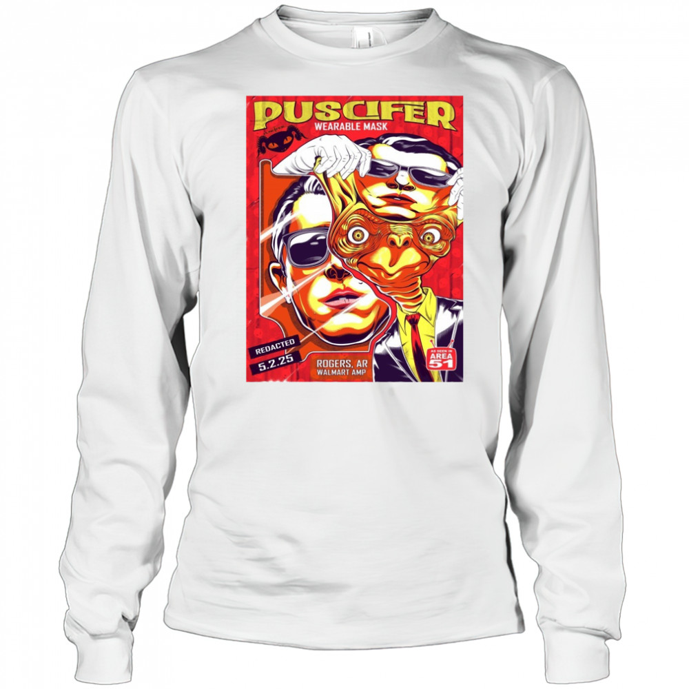 Puscifer Wearable Mask Redacted 5.2.25 Rogers AR Walmart Amp Poster t-shirt Long Sleeved