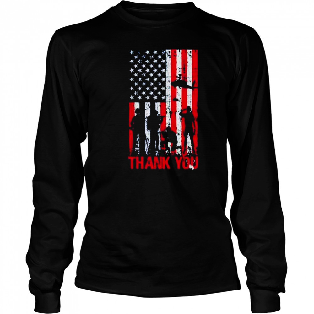 Thank you Veteran US flag memorial day shirt Long Sleeved