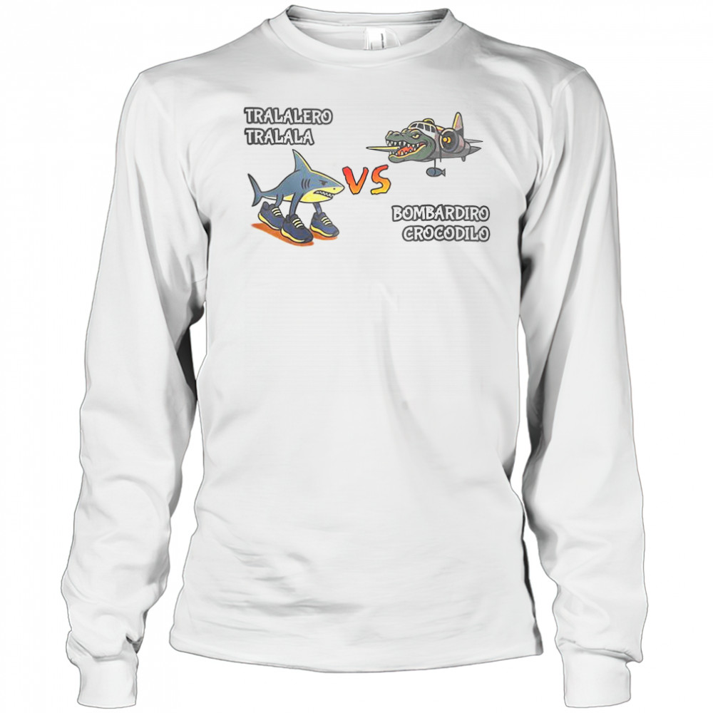 Tralalero Tralala Brainrot Meme Bombardino Crocodilo Italian T-Shirt Long Sleeved