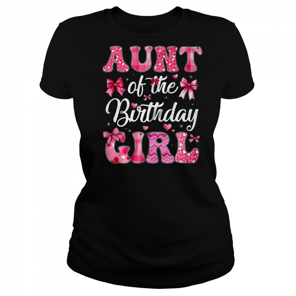 Aunt Of The Birthday Girl Family Pink Coquette Bow shirt Women's T-shirt