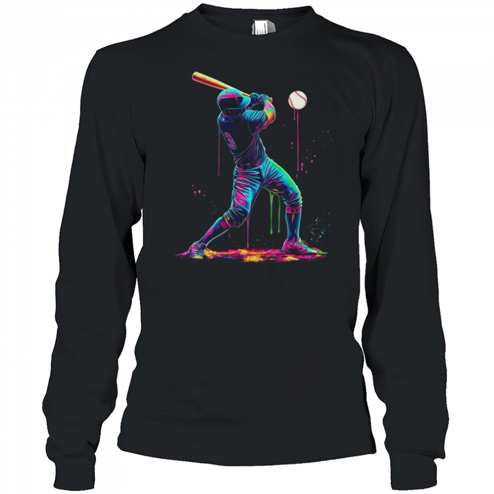 Baseball Player Sprinkles Drip Ice Cream Lover Men Women shirt Long Sleeved