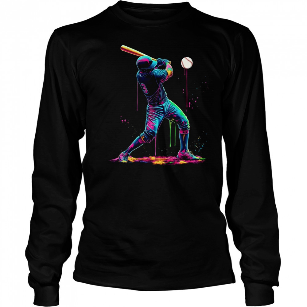 Baseball Player Sprinkles Drip Ice Cream Lover Men Women shirt Long Sleeved