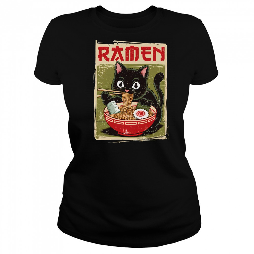 Black Cat Ramen Lover Anime Design Women Men Kids Adults shirt Women's T-shirt
