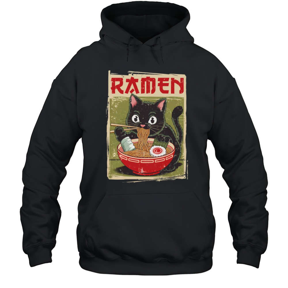 Black Cat Ramen Lover Anime Design Women Men Kids Adults shirt Hoodie