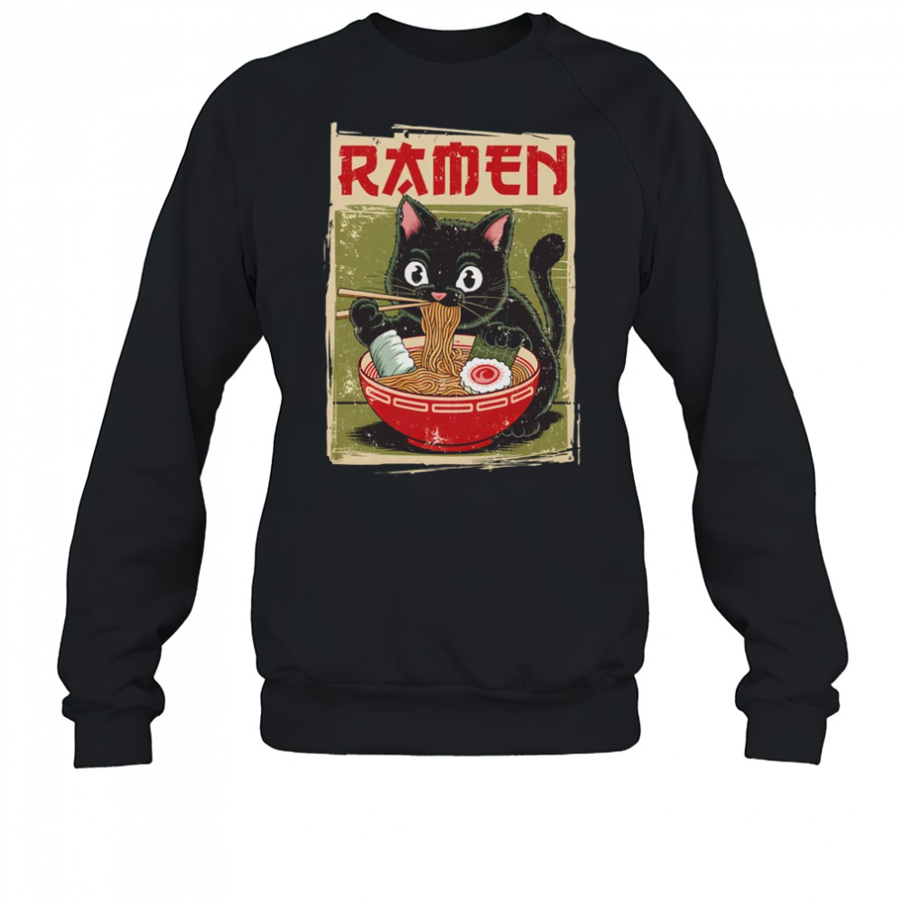 Black Cat Ramen Lover Anime Design Women Men Kids Adults shirt Sweatshirt