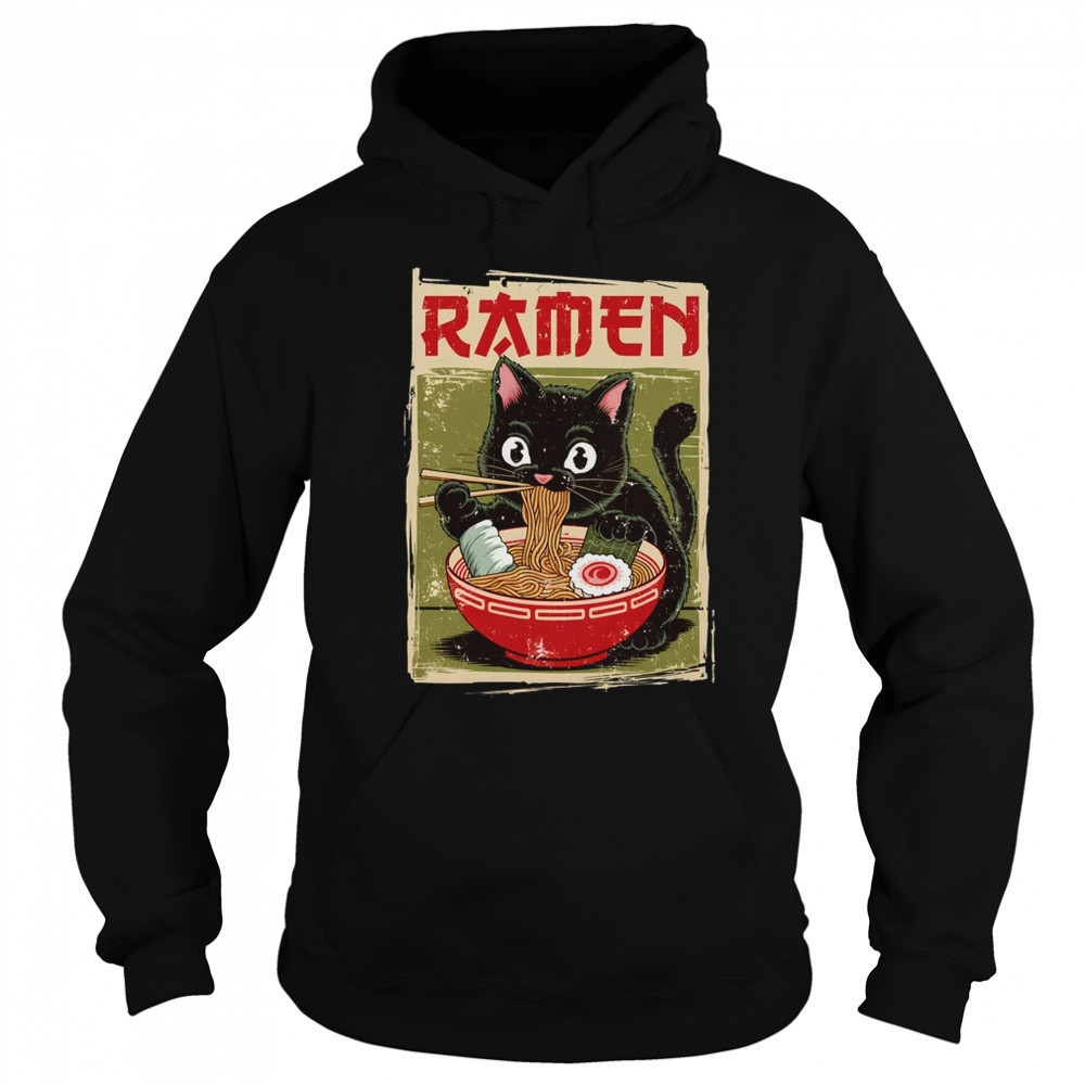 Black Cat Ramen Lover Anime Design Women Men Kids Adults shirt Sweatshirt