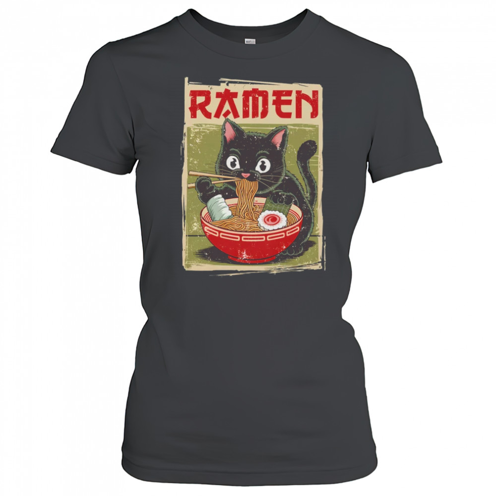 Black Cat Ramen Lover Anime Design Women Men Kids Adults shirt Women's T-shirt