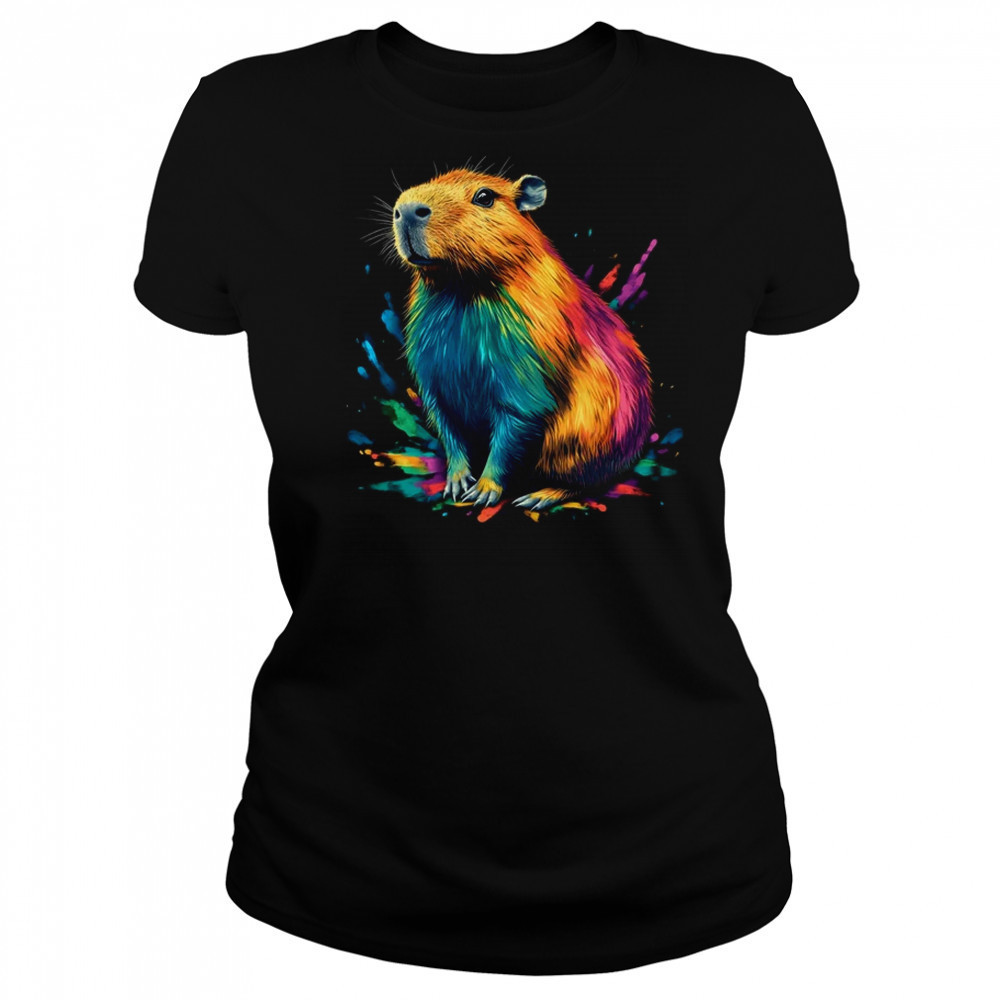 Colorful Watercolor Capybara Art Design For Men Women Kids shirt Women's T-shirt