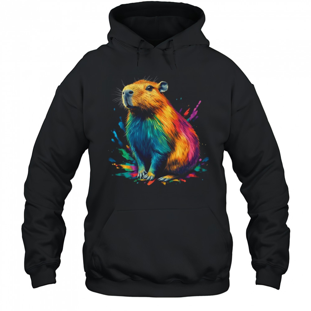 Colorful Watercolor Capybara Art Design For Men Women Kids shirt Hoodie