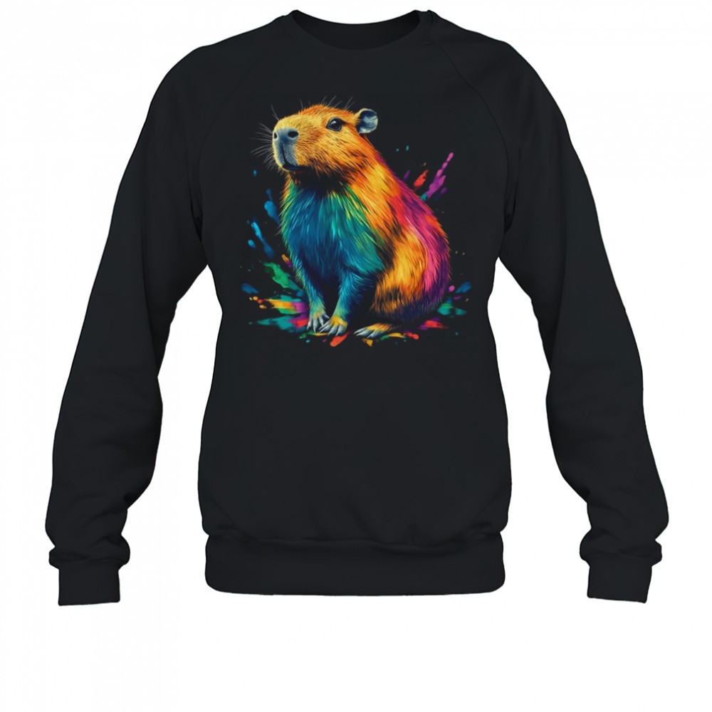 Colorful Watercolor Capybara Art Design For Men Women Kids shirt Sweatshirt