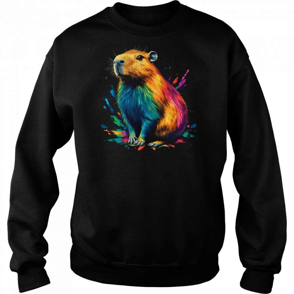 Colorful Watercolor Capybara Art Design For Men Women Kids shirt Hoodie