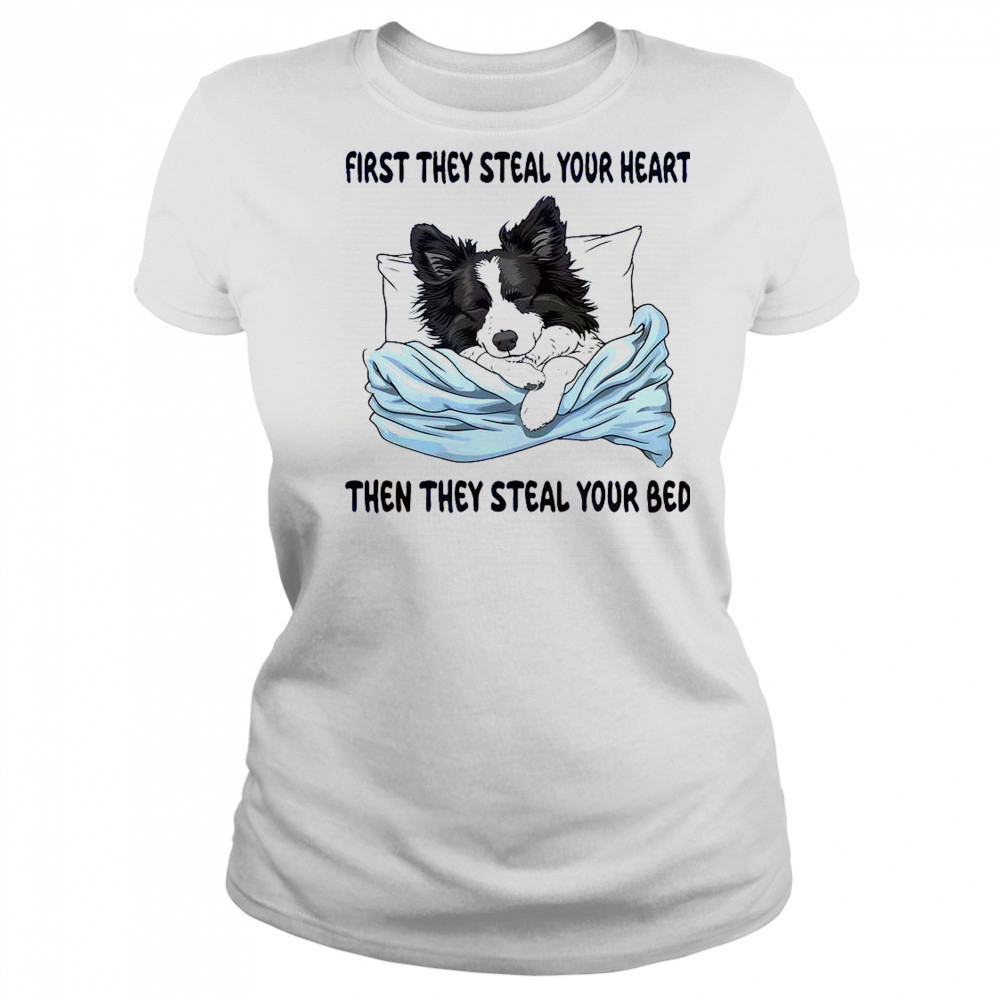 First They Steal Your Heart Then Steal Your Bed Cute Dog T-Shirt Women's T-shirt
