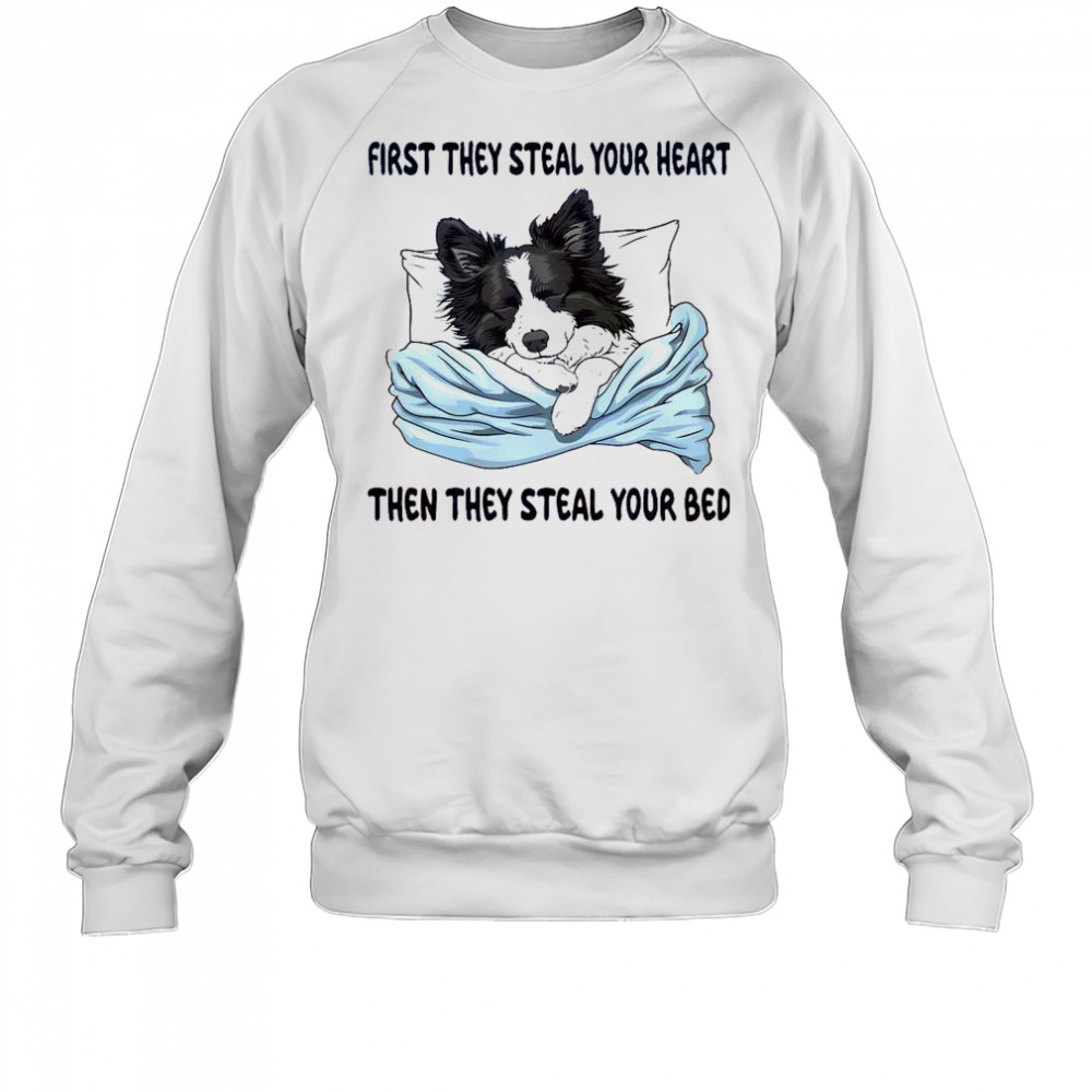 First They Steal Your Heart Then Steal Your Bed Cute Dog T-Shirt Sweatshirt