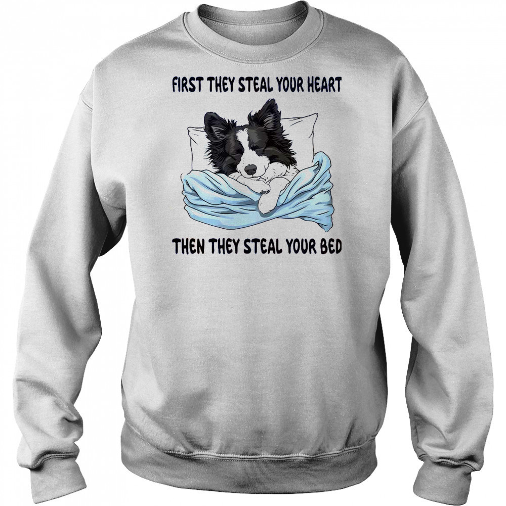 First They Steal Your Heart Then Steal Your Bed Cute Dog T-Shirt Hoodie