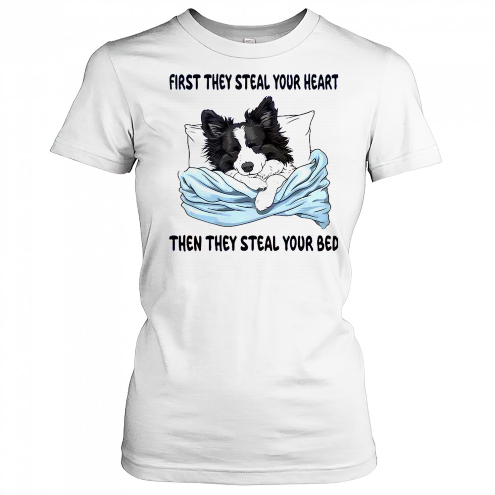 First They Steal Your Heart Then Steal Your Bed Cute Dog T-Shirt Women's T-shirt