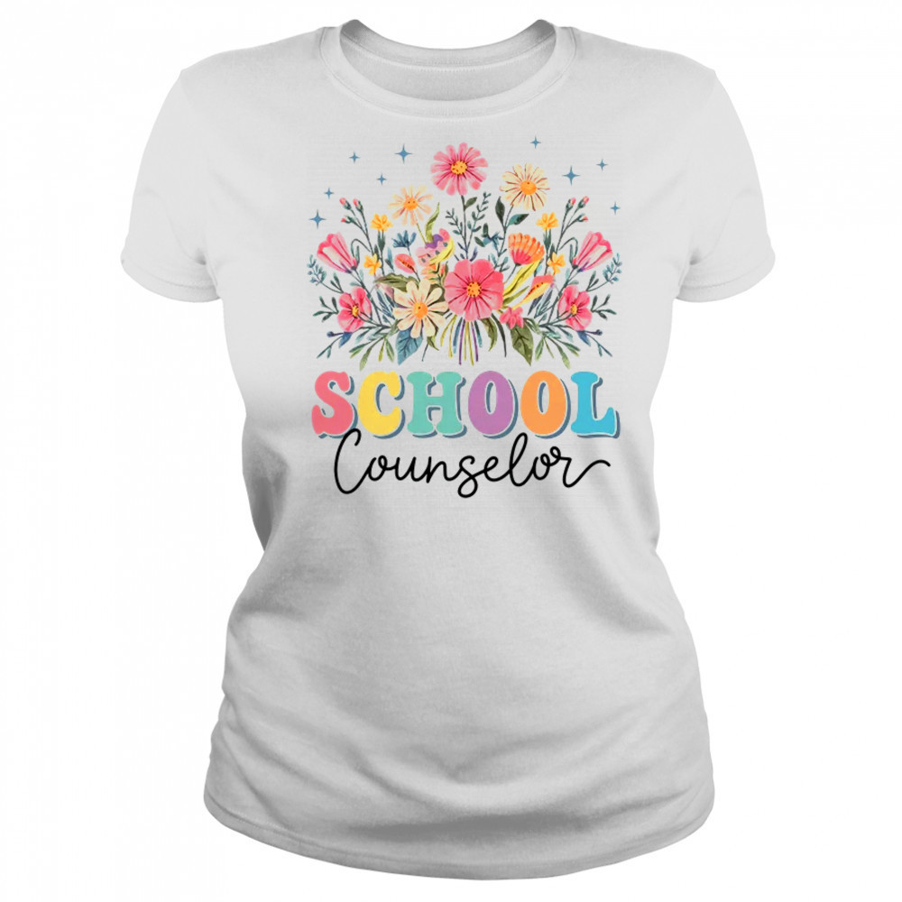Floral Groovy Wildflower School Counselor Staff Women Retro shirt Women's T-shirt