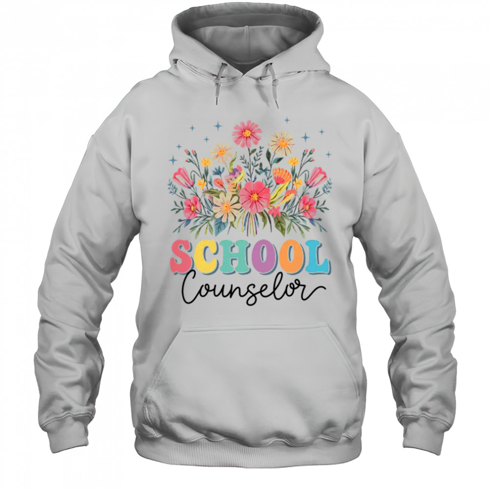 Floral Groovy Wildflower School Counselor Staff Women Retro shirt Hoodie