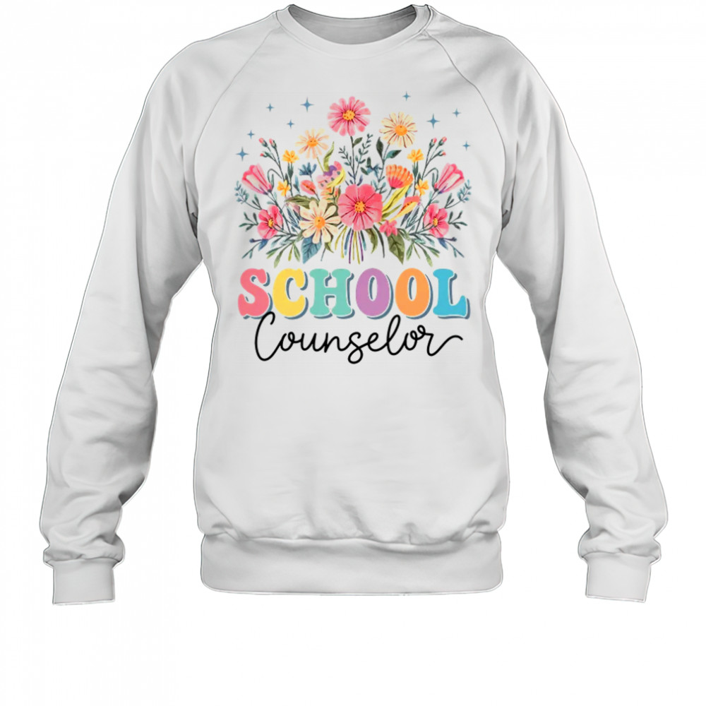 Floral Groovy Wildflower School Counselor Staff Women Retro shirt Sweatshirt