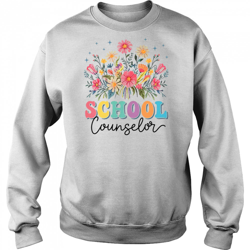 Floral Groovy Wildflower School Counselor Staff Women Retro shirt Hoodie