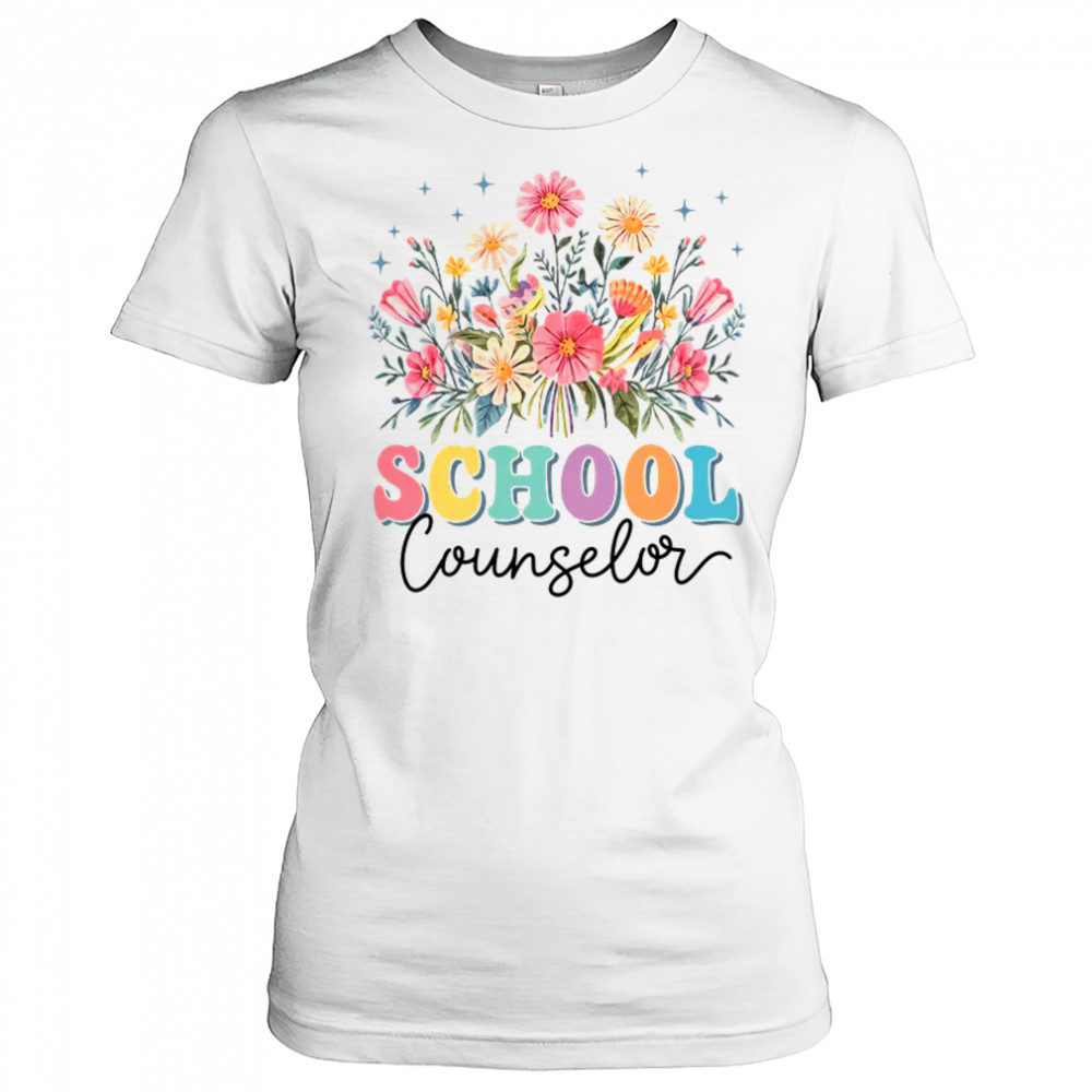 Floral Groovy Wildflower School Counselor Staff Women Retro shirt Women's T-shirt