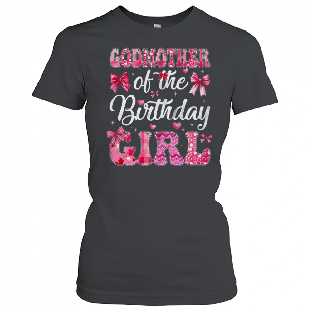 Godmother Of The Birthday Girl Family Pink Coquette Bow shirt Women's T-shirt