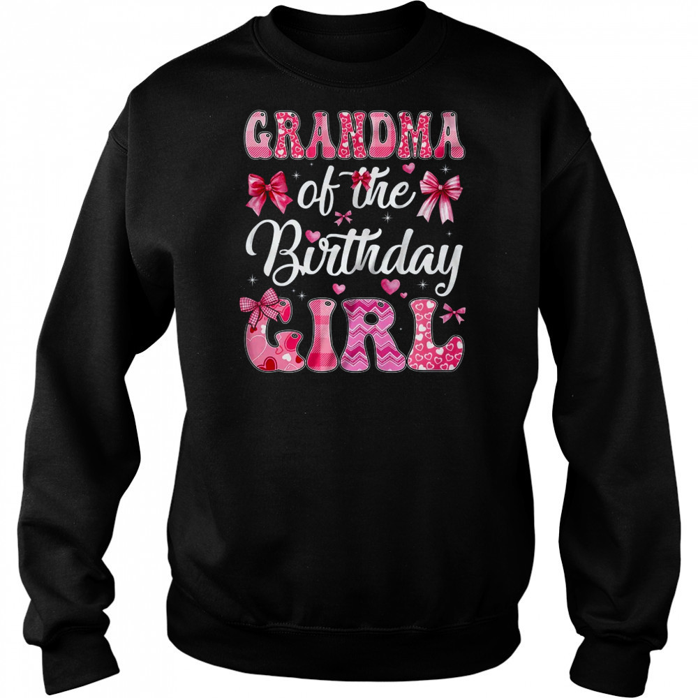 Grandma Of The Birthday Girl Family Pink Coquette Bow shirt Hoodie