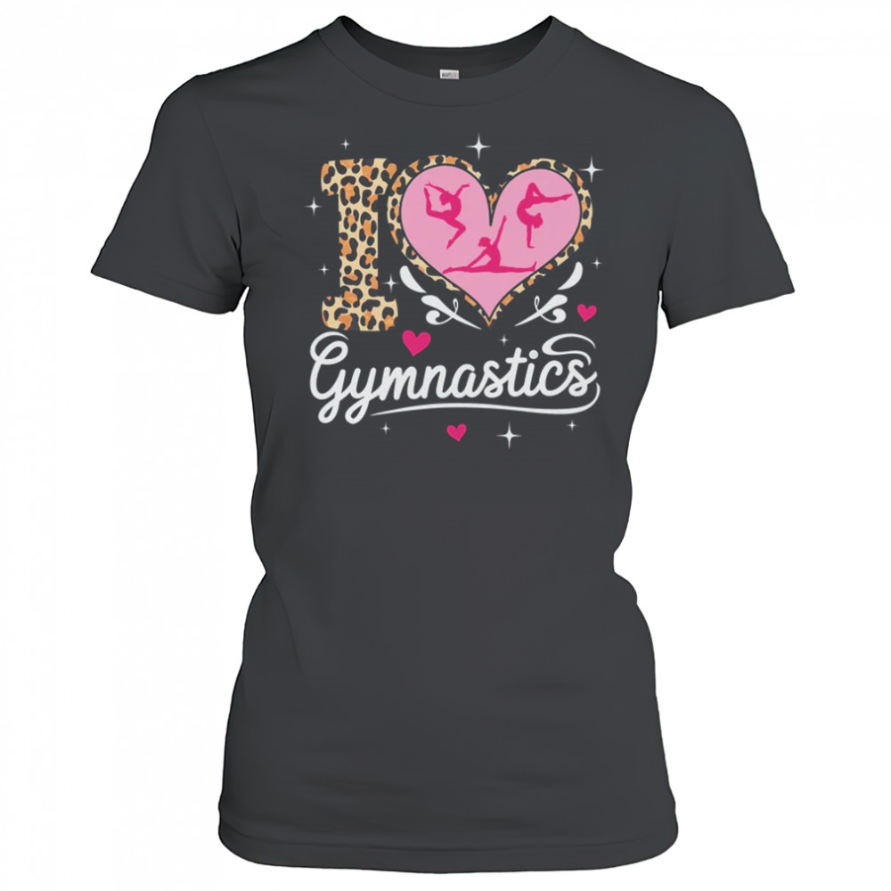 I Love Gymnastics Leopard Print Women Girls Gymnast shirt Women's T-shirt